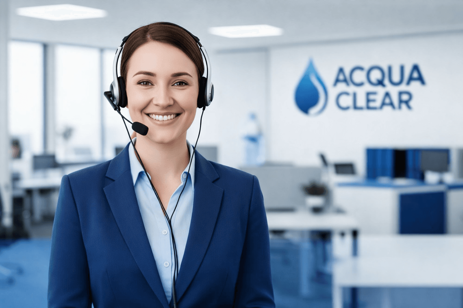Acqua Clear customer support team member in a modern office
